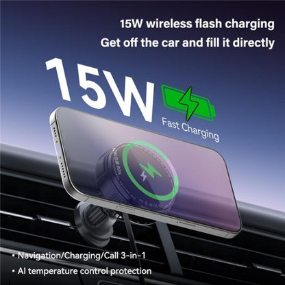 X02 With Retractable Cable 15W Car Air Vent Mount Magnetic Phone Holder Wireless Charger(Silver) - Wireless Charger Holders by buy2fix | Online Shopping UK | buy2fix