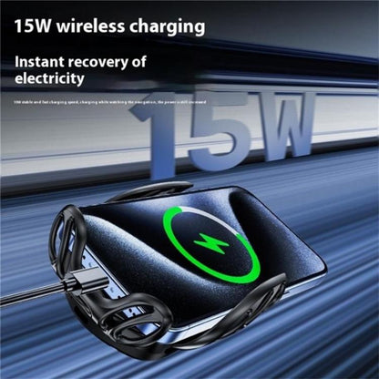 SD02 With Ambient Light 15W Universal Car Phone Holder Mount Wireless Charging Stand(Silver) - Wireless Charger Holders by buy2fix | Online Shopping UK | buy2fix