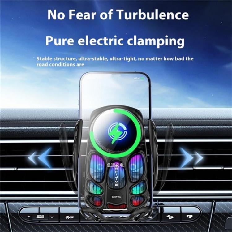 SD02 With Ambient Light 15W Universal Car Phone Holder Mount Wireless Charging Stand(Silver) - Wireless Charger Holders by buy2fix | Online Shopping UK | buy2fix
