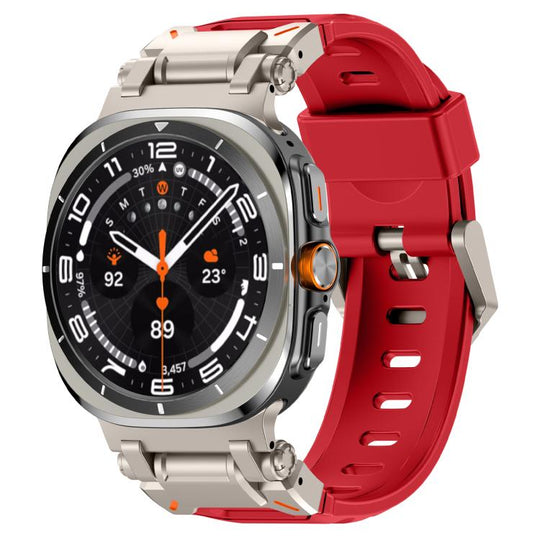 For Galaxy Watch Ultra2 2026 / 2025 / 1 2024 Explorer Metal Head Fluororubber Watch Band(Titanium Red)