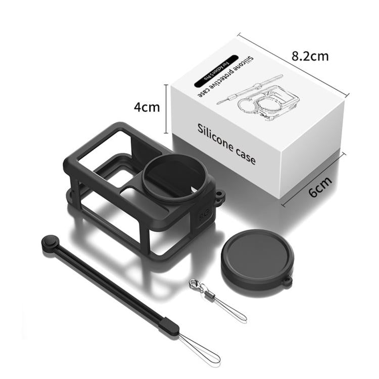 For DJI Action 5 Pro / 4 / 3 Soft Silicone Shockproof Protective Case Cover with Lens Cap(Black) - Case & Bags by buy2fix | Online Shopping UK | buy2fix