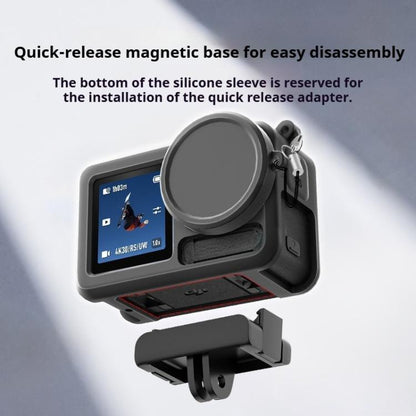 For DJI Action 5 Pro / 4 / 3 Soft Silicone Shockproof Protective Case Cover with Lens Cap(Black) - Case & Bags by buy2fix | Online Shopping UK | buy2fix