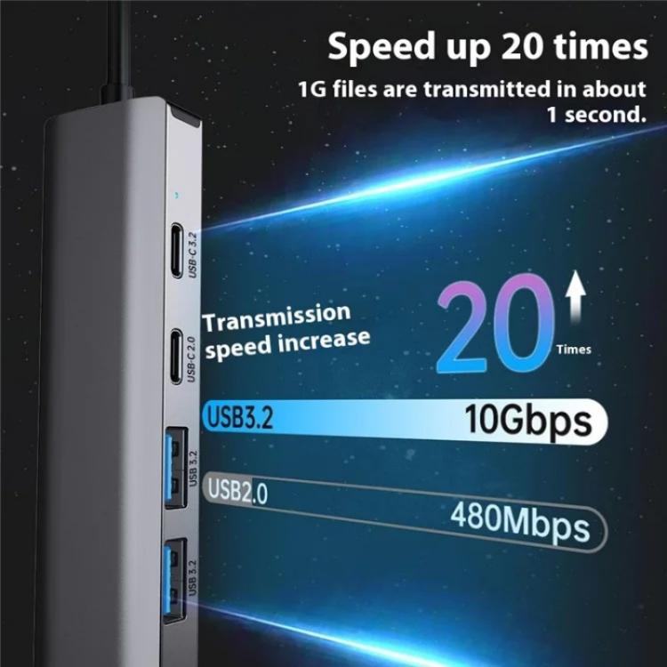 2503 Gigabit RJ45, 2 x USB3.2, USB-C2.0, USB-C3.2, DC5V 6 in 1 Docking Station USB / Type-C Hub - USB HUB by buy2fix | Online Shopping UK | buy2fix