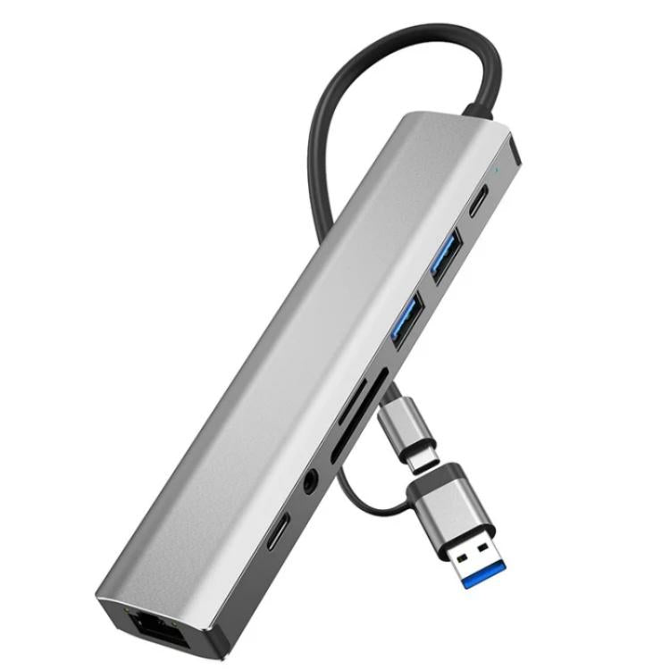 2509 RJ45, USB3.0, USB2.0, USB-C2.0, 3.5mm, DC5V, SD / TF Card Reader Adapter USB-C / USB Hub - USB HUB by buy2fix | Online Shopping UK | buy2fix