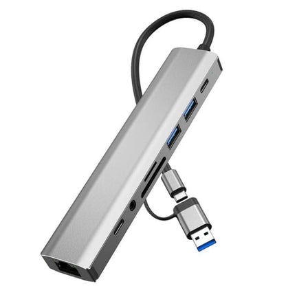 2509 RJ45, USB3.0, USB2.0, USB-C2.0, 3.5mm, DC5V, SD / TF Card Reader Adapter USB-C / USB Hub - USB HUB by buy2fix | Online Shopping UK | buy2fix