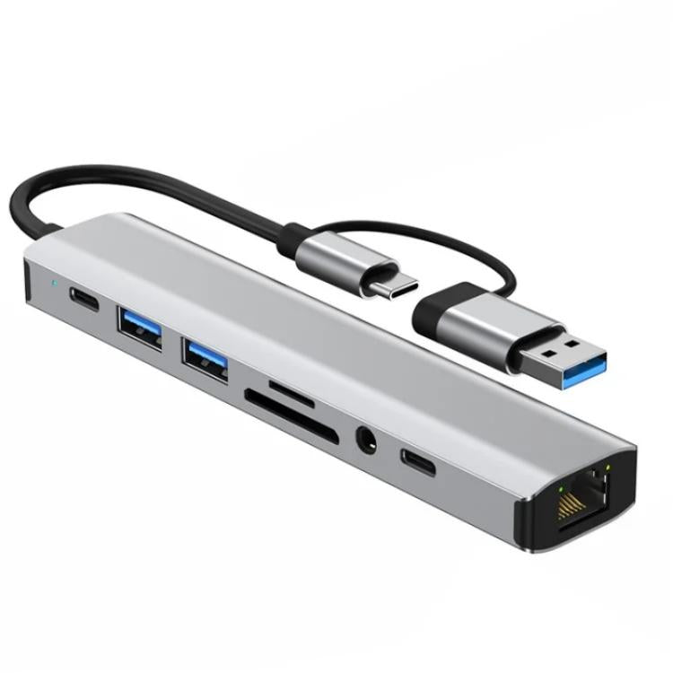2509 RJ45, USB3.0, USB2.0, USB-C2.0, 3.5mm, DC5V, SD / TF Card Reader Adapter USB-C / USB Hub - USB HUB by buy2fix | Online Shopping UK | buy2fix