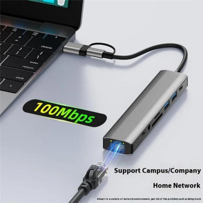 2509 RJ45, USB3.0, USB2.0, USB-C2.0, 3.5mm, DC5V, SD / TF Card Reader Adapter USB-C / USB Hub - USB HUB by buy2fix | Online Shopping UK | buy2fix