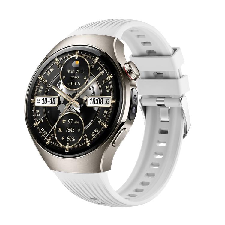 For Huawei Watch 5 46mm Vertical Silicone Watch Band(White) - Watch Bands by buy2fix | Online Shopping UK | buy2fix