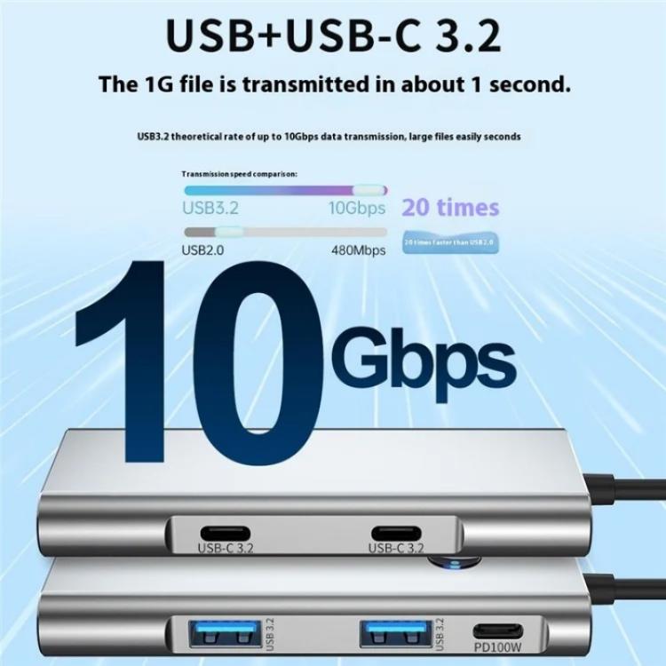 2426 One-Key Screen Off Type-C to 2 x USB3.2, HD, PD100W, 2 x USB-C3.2 HUB - USB HUB by buy2fix | Online Shopping UK | buy2fix