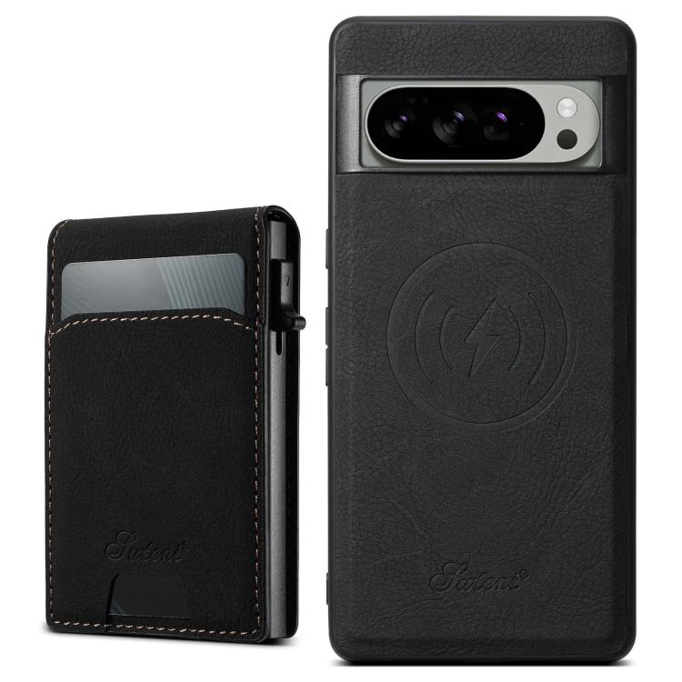 For Google Pixel 10 Pro XL Suteni H19 Litchi Grain 2-in-1 Removable Card Box Back Phone Case(Black) - Google Cases by Suteni | Online Shopping UK | buy2fix