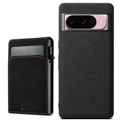 For Google Pixel 10 Suteni H19 Litchi Grain 2-in-1 Removable Card Box Back Phone Case(Black) - Google Cases by Suteni | Online Shopping UK | buy2fix