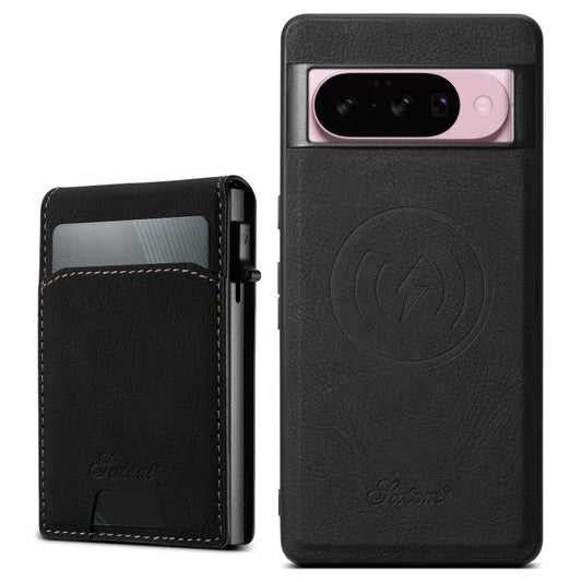 For Google Pixel 10 Suteni H19 Litchi Grain 2-in-1 Removable Card Box Back Phone Case(Black) - Google Cases by Suteni | Online Shopping UK | buy2fix