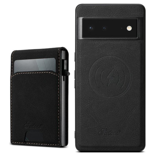 For Google Pixel 6 Suteni H19 Litchi Grain 2-in-1 Removable Card Box Back Phone Case(Black)