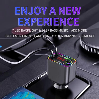 Y4 Retractable Cable Super Fast Charging Car Charger Bluetooth-Compatible MP3 Player - Bluetooth Car Kits by buy2fix | Online Shopping UK | buy2fix
