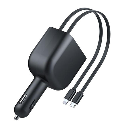 Y4 Retractable Cable Super Fast Charging Car Charger Bluetooth-Compatible MP3 Player - Bluetooth Car Kits by buy2fix | Online Shopping UK | buy2fix
