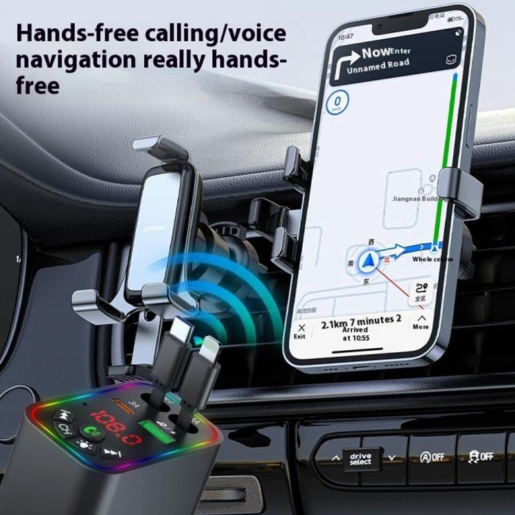 L5 Car Bluetooth-Compatible MP3 Player Hands Free Calling FM Transmitter Fast Charger - Bluetooth Car Kits by buy2fix | Online Shopping UK | buy2fix
