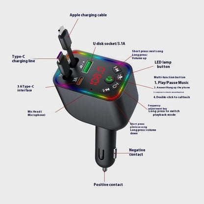 L5 Car Bluetooth-Compatible MP3 Player Hands Free Calling FM Transmitter Fast Charger - Bluetooth Car Kits by buy2fix | Online Shopping UK | buy2fix