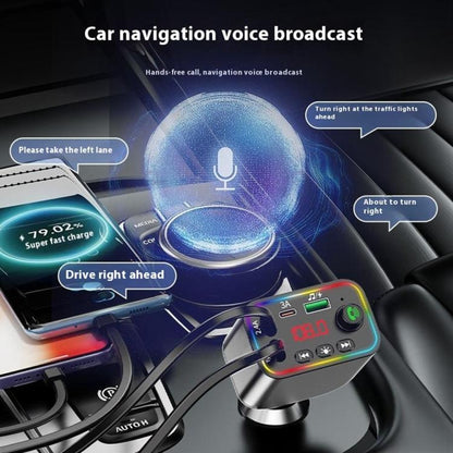 L4 Fast Charging Car Charger MP3 Player Retractable Cable FM Transmitter - Bluetooth Car Kits by buy2fix | Online Shopping UK | buy2fix