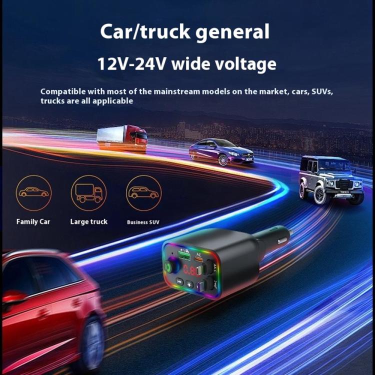 L4 Fast Charging Car Charger MP3 Player Retractable Cable FM Transmitter - Bluetooth Car Kits by buy2fix | Online Shopping UK | buy2fix