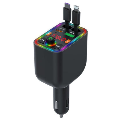Y6 Retractable Cable EQ Adjustment Bluetooth FM Transmitter Car Charger MP3 Player - Bluetooth Car Kits by buy2fix | Online Shopping UK | buy2fix