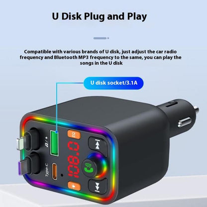 Y6 Retractable Cable EQ Adjustment Bluetooth FM Transmitter Car Charger MP3 Player - Bluetooth Car Kits by buy2fix | Online Shopping UK | buy2fix