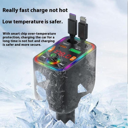 Y6 Retractable Cable EQ Adjustment Bluetooth FM Transmitter Car Charger MP3 Player - Bluetooth Car Kits by buy2fix | Online Shopping UK | buy2fix