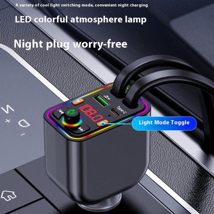 Y6 Retractable Cable EQ Adjustment Bluetooth FM Transmitter Car Charger MP3 Player - Bluetooth Car Kits by buy2fix | Online Shopping UK | buy2fix