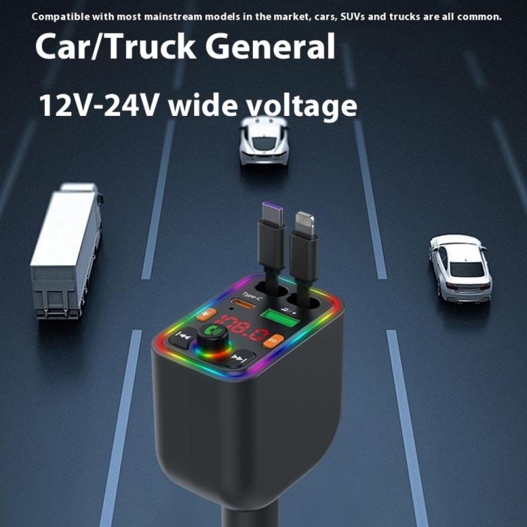 Y6 Retractable Cable EQ Adjustment Bluetooth FM Transmitter Car Charger MP3 Player - Bluetooth Car Kits by buy2fix | Online Shopping UK | buy2fix