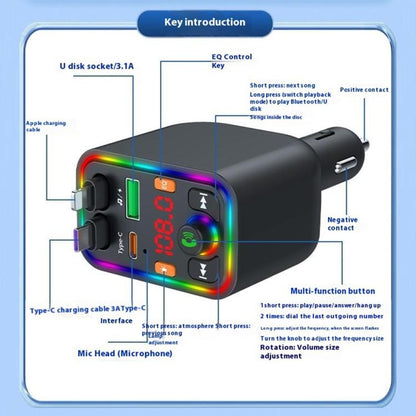 Y6 Retractable Cable EQ Adjustment Bluetooth FM Transmitter Car Charger MP3 Player - Bluetooth Car Kits by buy2fix | Online Shopping UK | buy2fix