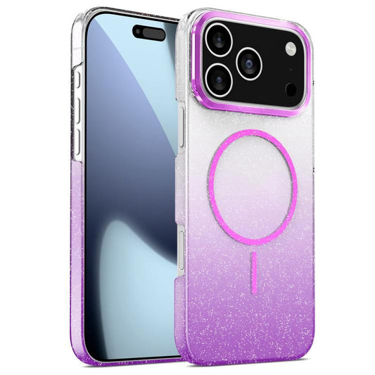 For iPhone 17 Pro Max Gold Diamond Glitter Gradient MagSafe Shockproof Phone Case(Purple) - iPhone 17 Pro Max Cases by buy2fix | Online Shopping UK | buy2fix