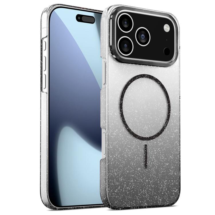 For iPhone 17 Pro Gold Diamond Glitter Gradient MagSafe Shockproof Phone Case(Black) - iPhone 17 Pro Cases by buy2fix | Online Shopping UK | buy2fix