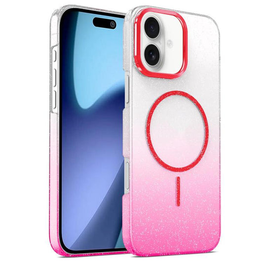 For iPhone 17 Gold Diamond Glitter Gradient MagSafe Shockproof Phone Case(Red) - iPhone 17 Cases by buy2fix | Online Shopping UK | buy2fix