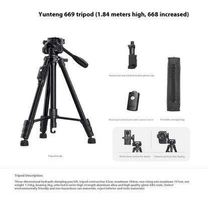 YUNTENG VCT-669 For Live Streaming Video Recording Camera Tripod Smartphone Selfie Mount - Tripods by YUNTENG | Online Shopping UK | buy2fix