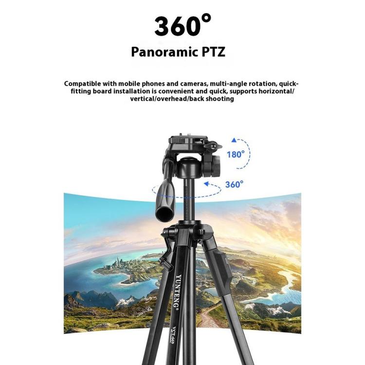 YUNTENG VCT-669 For Live Streaming Video Recording Camera Tripod Smartphone Selfie Mount - Tripods by YUNTENG | Online Shopping UK | buy2fix