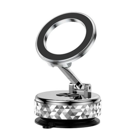 K12 Vacuum Suction Mount Foldable 360 Rotation Magnetic Car Phone Holder(Silver) - Universal Car Holders by buy2fix | Online Shopping UK | buy2fix