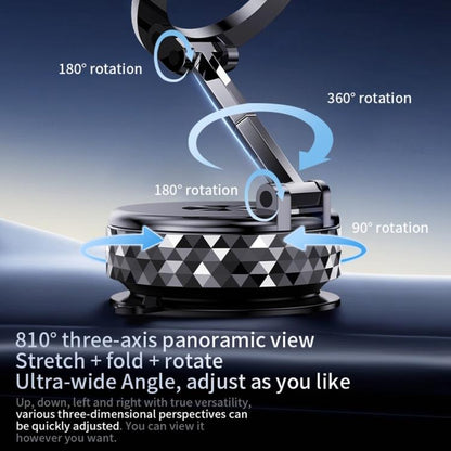 K12 Vacuum Suction Mount Foldable 360 Rotation Magnetic Car Phone Holder(Black) - Universal Car Holders by buy2fix | Online Shopping UK | buy2fix