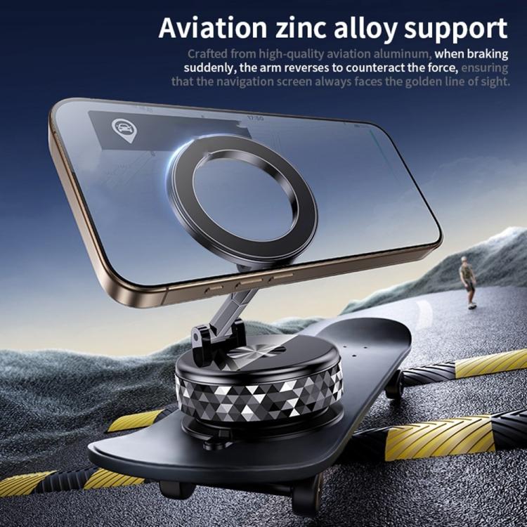 K12 Vacuum Suction Mount Foldable 360 Rotation Magnetic Car Phone Holder(Silver) - Universal Car Holders by buy2fix | Online Shopping UK | buy2fix