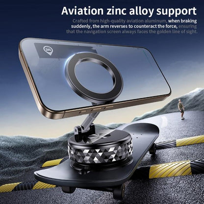 K12 Vacuum Suction Mount Foldable 360 Rotation Magnetic Car Phone Holder(Silver) - Universal Car Holders by buy2fix | Online Shopping UK | buy2fix