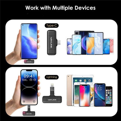 WAVLINK WS-WAJ606C1 Lavalier Noise Reduction Wireless Microphone with 8 Pin RX Receiver - Microphone by WAVLINK | Online Shopping UK | buy2fix