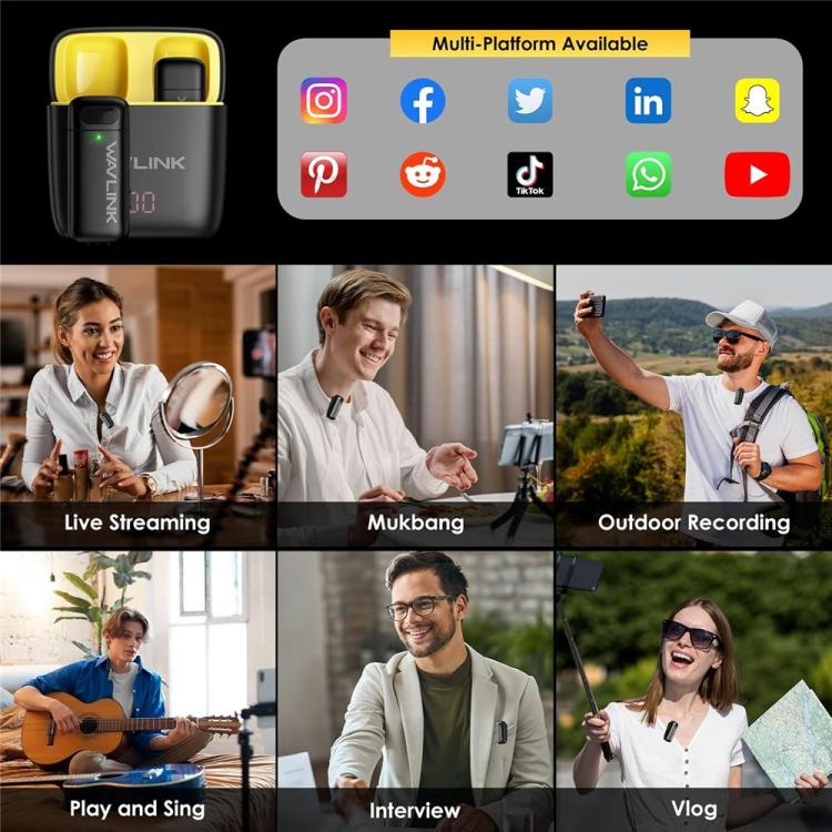 WAVLINK WS-WAJ606C1 Lavalier Noise Reduction Wireless Microphone with 8 Pin RX Receiver - Microphone by WAVLINK | Online Shopping UK | buy2fix