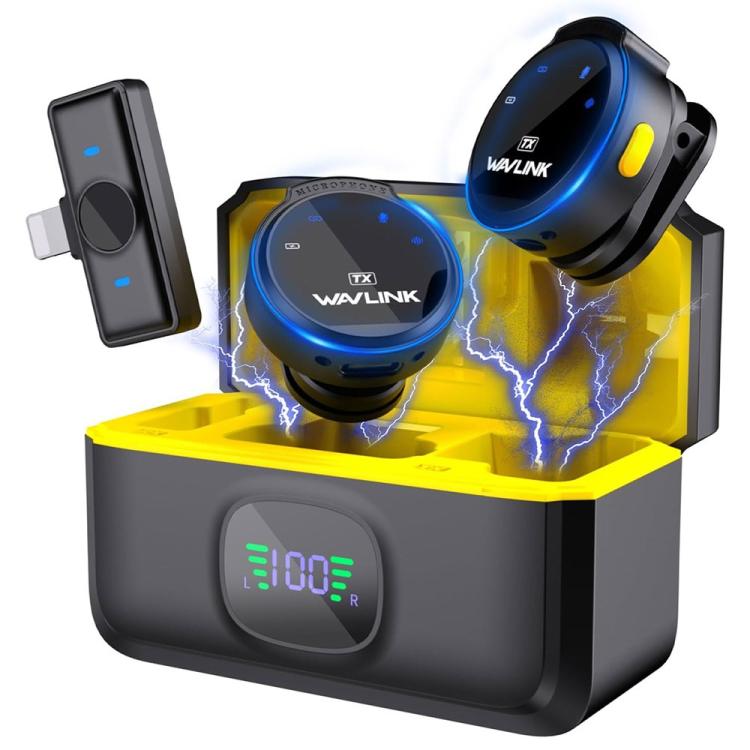 WAVLINK 608C Magnetic Lavalier Wireless Dual Microphone with 8 Pin RX Receiver - Microphone by WAVLINK | Online Shopping UK | buy2fix