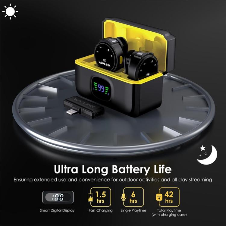 WAVLINK 608C Magnetic Lavalier Wireless Dual Microphone with 8 Pin RX Receiver - Microphone by WAVLINK | Online Shopping UK | buy2fix