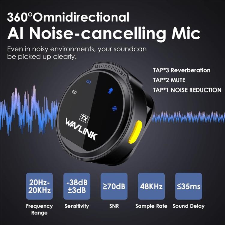 WAVLINK 608C Magnetic Lavalier Wireless Dual Microphone with 8 Pin RX Receiver - Microphone by WAVLINK | Online Shopping UK | buy2fix