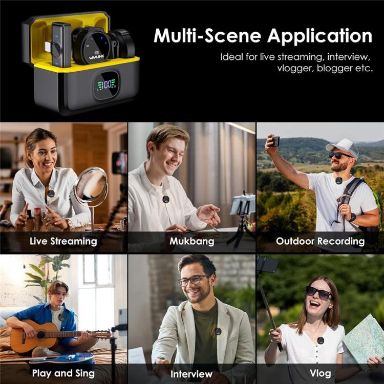 WAVLINK 608C Magnetic Lavalier Wireless Dual Microphone with 8 Pin RX Receiver - Microphone by WAVLINK | Online Shopping UK | buy2fix