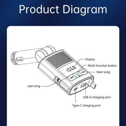 BC99 With Retractable Cable FM Transmitter PD 65W Fast Charging Laptop Phone Car Charger - Bluetooth Car Kits by buy2fix | Online Shopping UK | buy2fix