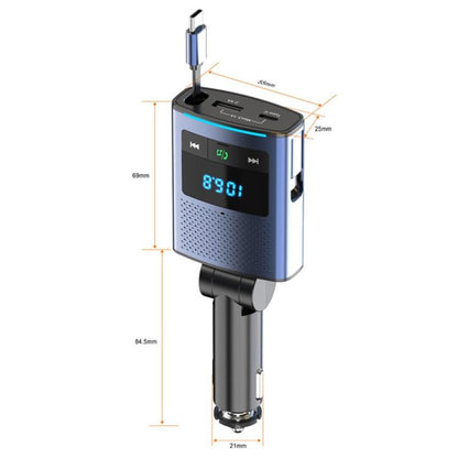BC99 With Retractable Cable FM Transmitter PD 65W Fast Charging Laptop Phone Car Charger - Bluetooth Car Kits by buy2fix | Online Shopping UK | buy2fix