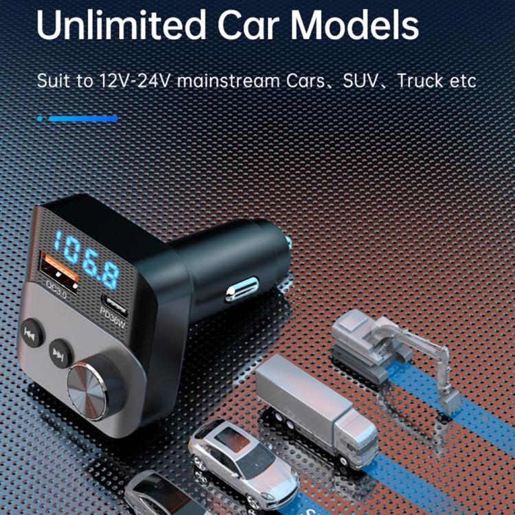 BC98 Car PD 36W Fast Charging QC3.0 Charger FM Transmitter Bluetooth 5.3 Hands-Free Call - Bluetooth Car Kits by buy2fix | Online Shopping UK | buy2fix