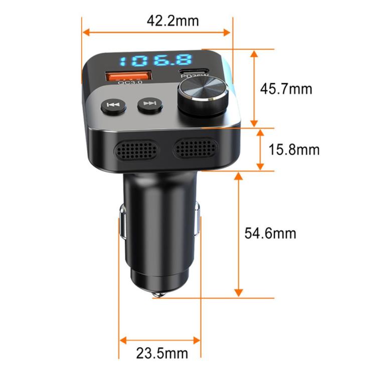 BC98 Car PD 36W Fast Charging QC3.0 Charger FM Transmitter Bluetooth 5.3 Hands-Free Call - Bluetooth Car Kits by buy2fix | Online Shopping UK | buy2fix