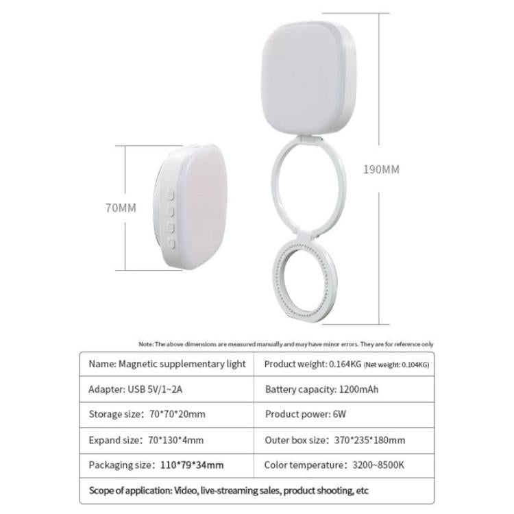 AL80 Portable 360 Degree Rotatable Magnetic Selfie Fill Light LED Fill Lamp(Black) - Selfie Light by buy2fix | Online Shopping UK | buy2fix