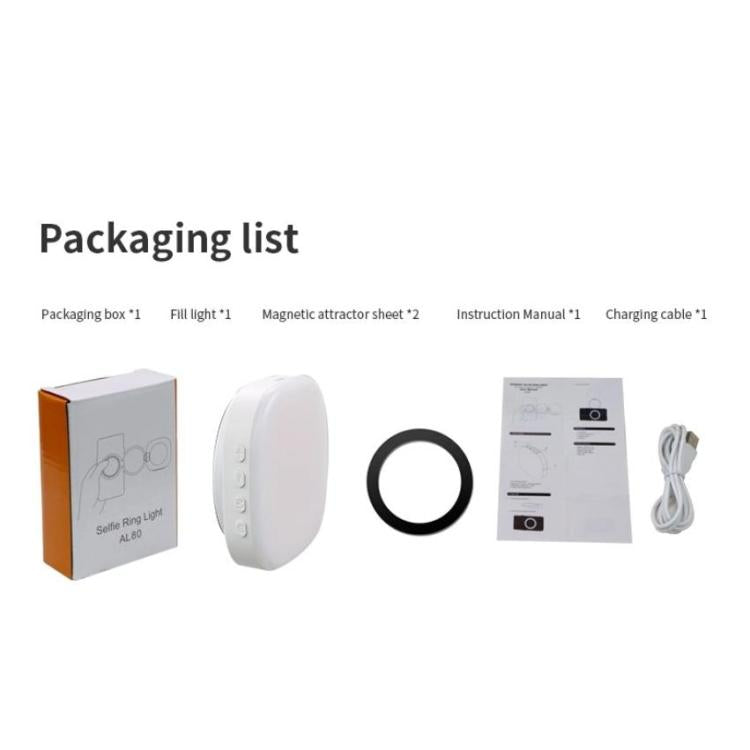 AL80 Portable 360 Degree Rotatable Magnetic Selfie Fill Light LED Fill Lamp(White) - Selfie Light by buy2fix | Online Shopping UK | buy2fix